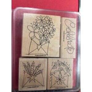Stampin Up! 2006 Send A Celebration Rubber Stamp Set of 4